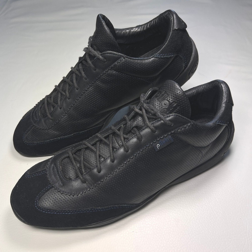 Piloti Scuderia Driving Shoes Mens 15 Black Leather Perforated Racing Sneakers